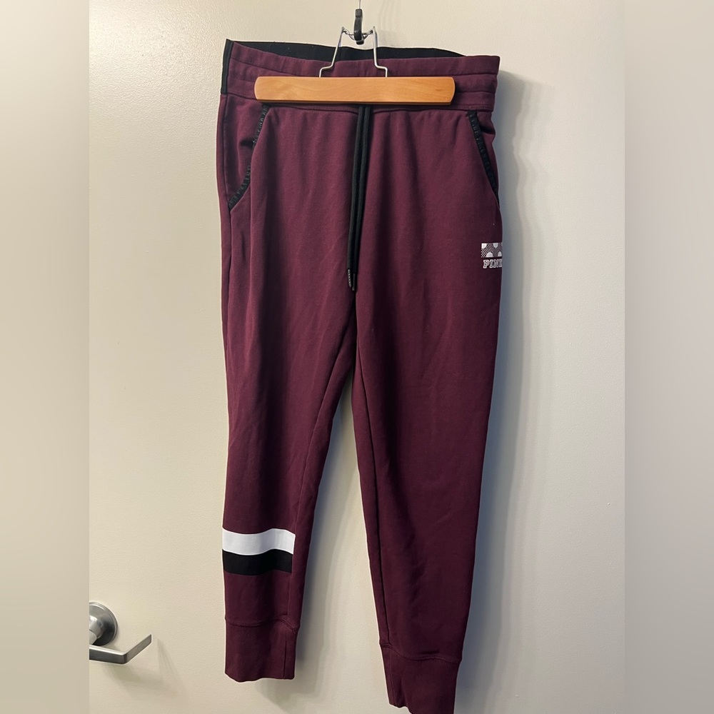 PINK maroon sweatpants jogger | size small